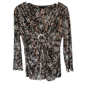 😁90s Babydoll Blouse Top Flutter Lettuce Hem Girly Earthy Boho M